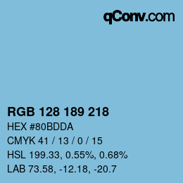 カラーコード: RGB 128 189 218 | qconv.com