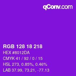 颜色代码: RGB 128 18 218 | qconv.com