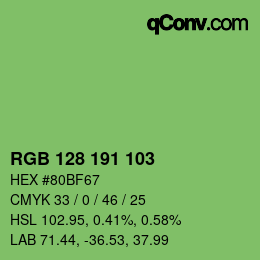 カラーコード: RGB 128 191 103 | qconv.com