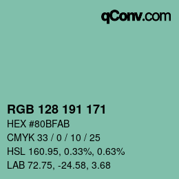 Color code: RGB 128 191 171 | qconv.com