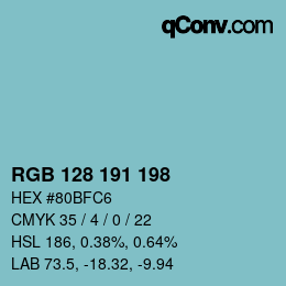 颜色代码: RGB 128 191 198 | qconv.com