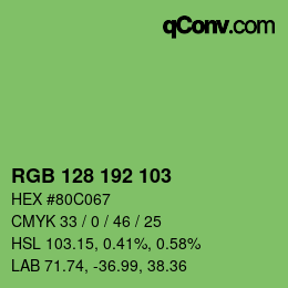 カラーコード: RGB 128 192 103 | qconv.com