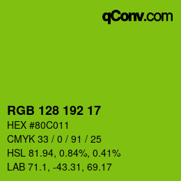 颜色代码: RGB 128 192 17 | qconv.com