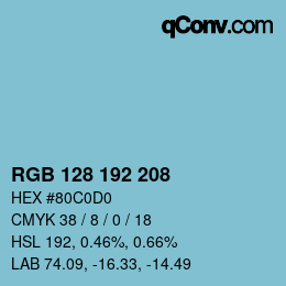 颜色代码: RGB 128 192 208 | qconv.com