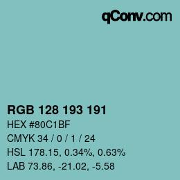 Color code: RGB 128 193 191 | qconv.com