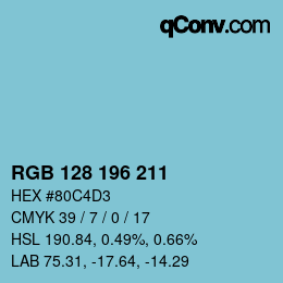 Color code: RGB 128 196 211 | qconv.com