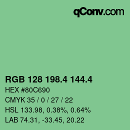 カラーコード: RGB 128 198.4 144.4 | qconv.com