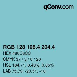 カラーコード: RGB 128 198.4 204.4 | qconv.com