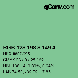 カラーコード: RGB 128 198.8 149.4 | qconv.com