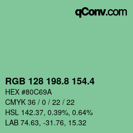 カラーコード: RGB 128 198.8 154.4 | qconv.com