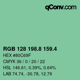 カラーコード: RGB 128 198.8 159.4 | qconv.com