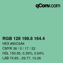 カラーコード: RGB 128 198.8 164.4 | qconv.com
