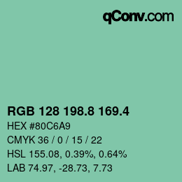 カラーコード: RGB 128 198.8 169.4 | qconv.com