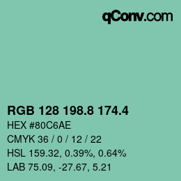 カラーコード: RGB 128 198.8 174.4 | qconv.com