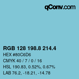 カラーコード: RGB 128 198.8 214.4 | qconv.com