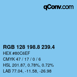 カラーコード: RGB 128 198.8 239.4 | qconv.com