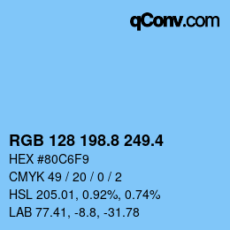 カラーコード: RGB 128 198.8 249.4 | qconv.com