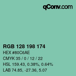Color code: RGB 128 198 174 | qconv.com