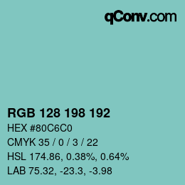 Color code: RGB 128 198 192 | qconv.com