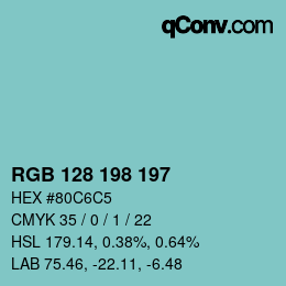 Color code: RGB 128 198 197 | qconv.com