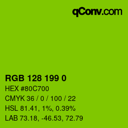 Código de color: RGB 128 199 0 | qconv.com