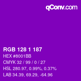 Color code: RGB 128 1 187 | qconv.com