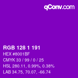 カラーコード: RGB 128 1 191 | qconv.com