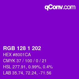 Color code: RGB 128 1 202 | qconv.com