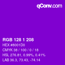 Color code: RGB 128 1 208 | qconv.com