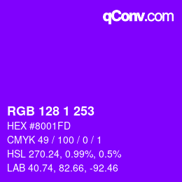 カラーコード: RGB 128 1 253 | qconv.com
