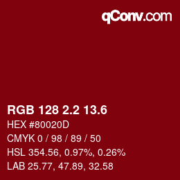 カラーコード: RGB 128 2.2 13.6 | qconv.com