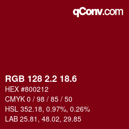 カラーコード: RGB 128 2.2 18.6 | qconv.com