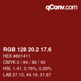 カラーコード: RGB 128 20.2 17.6 | qconv.com