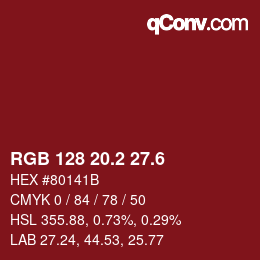 カラーコード: RGB 128 20.2 27.6 | qconv.com