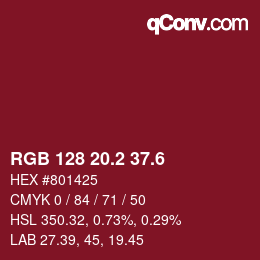 カラーコード: RGB 128 20.2 37.6 | qconv.com