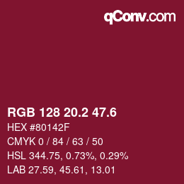 カラーコード: RGB 128 20.2 47.6 | qconv.com
