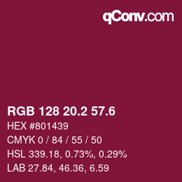 カラーコード: RGB 128 20.2 57.6 | qconv.com