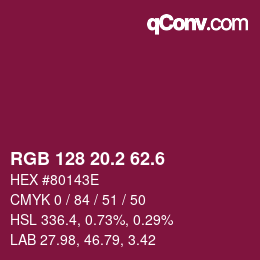 カラーコード: RGB 128 20.2 62.6 | qconv.com