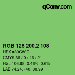 カラーコード: RGB 128 200.2 108 | qconv.com