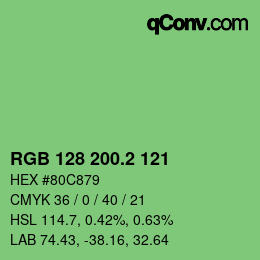 カラーコード: RGB 128 200.2 121 | qconv.com