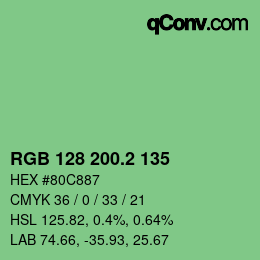 カラーコード: RGB 128 200.2 135 | qconv.com
