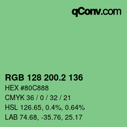 カラーコード: RGB 128 200.2 136 | qconv.com