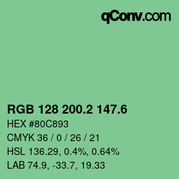 カラーコード: RGB 128 200.2 147.6 | qconv.com