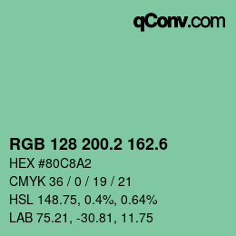 カラーコード: RGB 128 200.2 162.6 | qconv.com