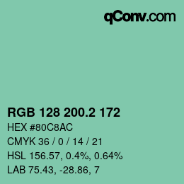 カラーコード: RGB 128 200.2 172 | qconv.com