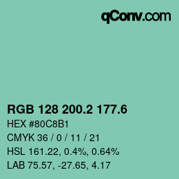 カラーコード: RGB 128 200.2 177.6 | qconv.com