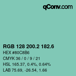 カラーコード: RGB 128 200.2 182.6 | qconv.com