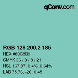 カラーコード: RGB 128 200.2 185 | qconv.com