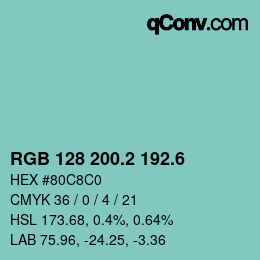 カラーコード: RGB 128 200.2 192.6 | qconv.com