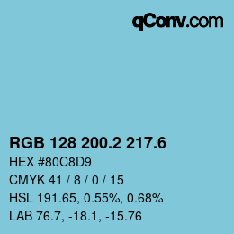 カラーコード: RGB 128 200.2 217.6 | qconv.com